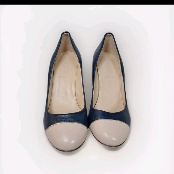 J. Crew Women's Navy and Cream Heels - Picture 3 of 10